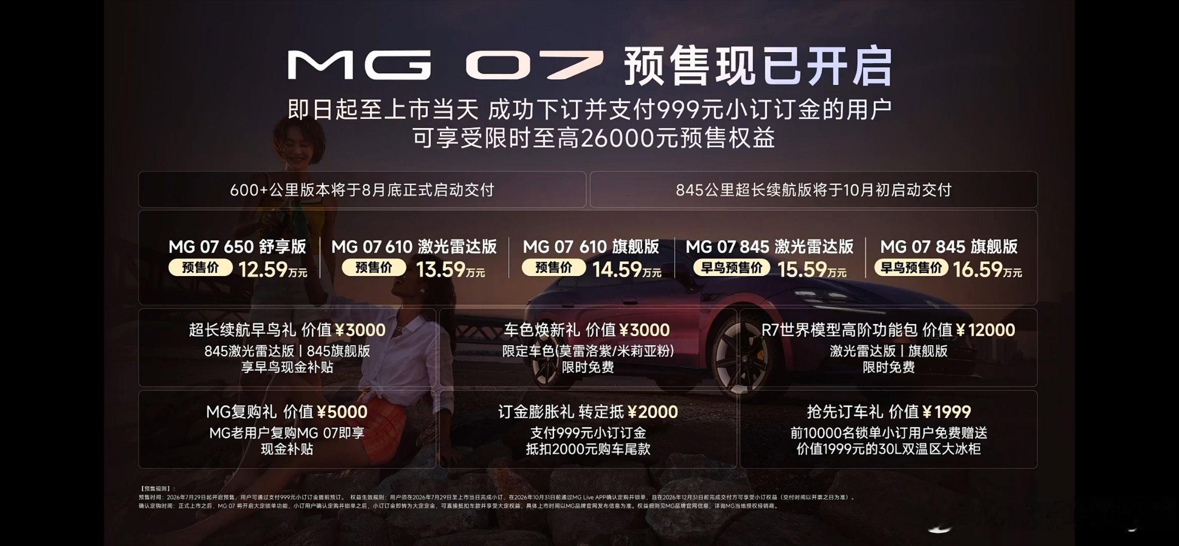 MG 07开启预售，12.59万-16.59万。MG07价格中国技术视频看哭MG