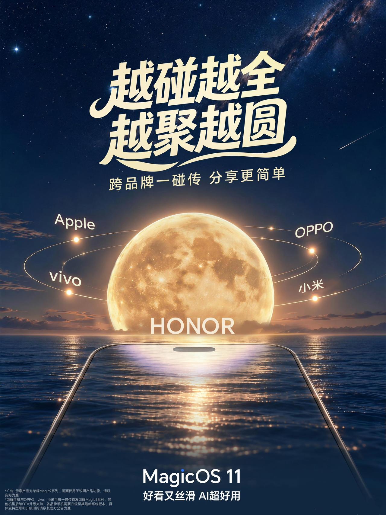 亲友相聚,温情瞬间值得即刻共享!
手机一碰,高清合照/赏月大片秒分享!
荣耀一碰