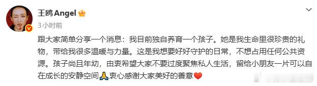 李小冉对王鸥说抱抱我美丽的大女人 王鸥发文承认独自养育孩子后，李小冉在评论区留下