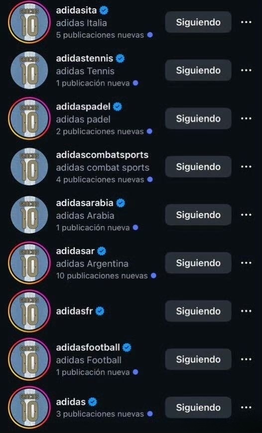 盛大又克制的致敬来了🇦🇷Adidas已经把旗下全部官方社媒头像统一更换：简简