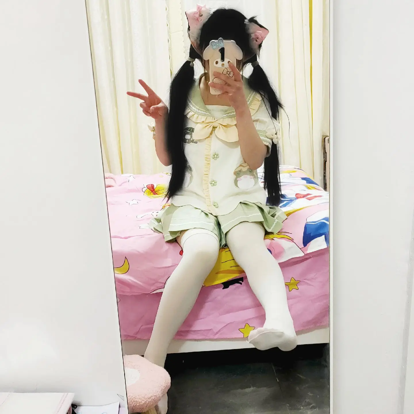 甜妹 对镜拍 ootd穿搭 jk制服 jk