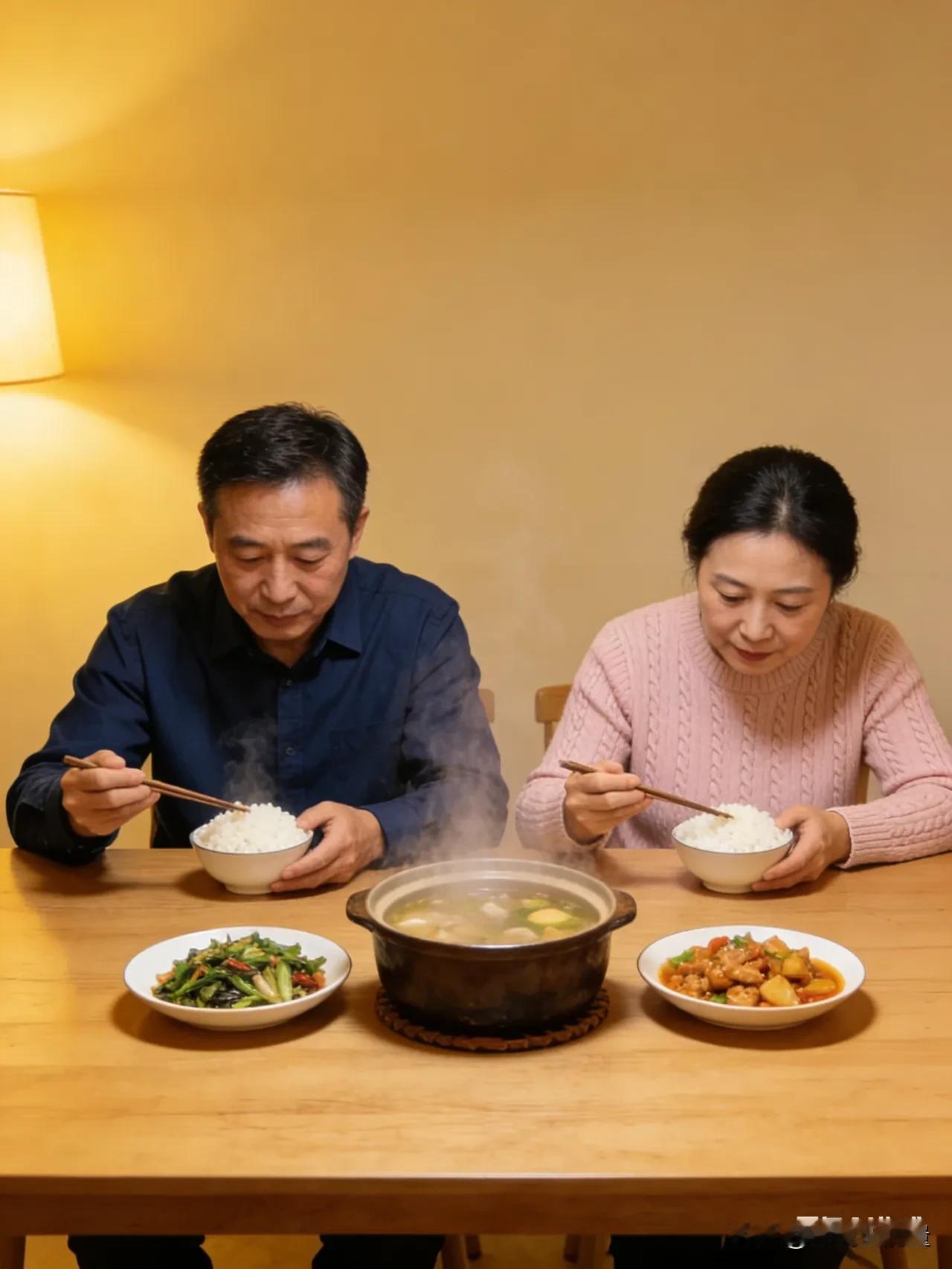 晚饭桌上，你看手机，我收拾碗筷，全程没说一句话

这是不是无数中年夫妻，最真实的