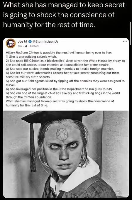 希拉里，估计是有史以来最邪恶的女人，没有第一，这些年干的勾当慢慢的都被爆料出来，