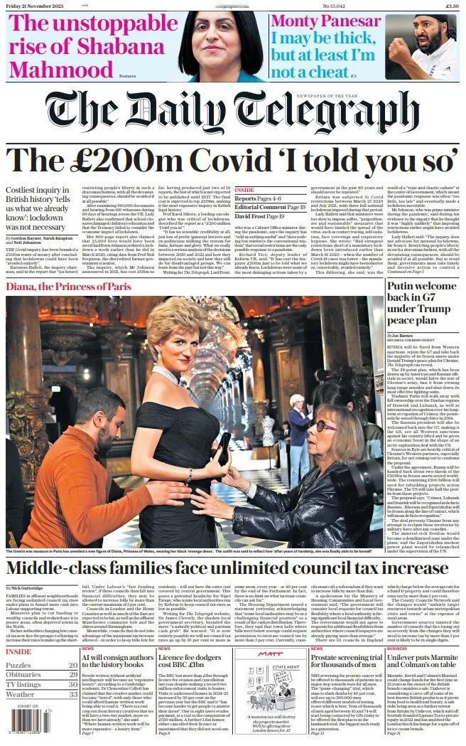 《每日电讯报》写道，评论人士称英国政府的新冠疫情调查是“一项耗资2亿英镑的浪费”