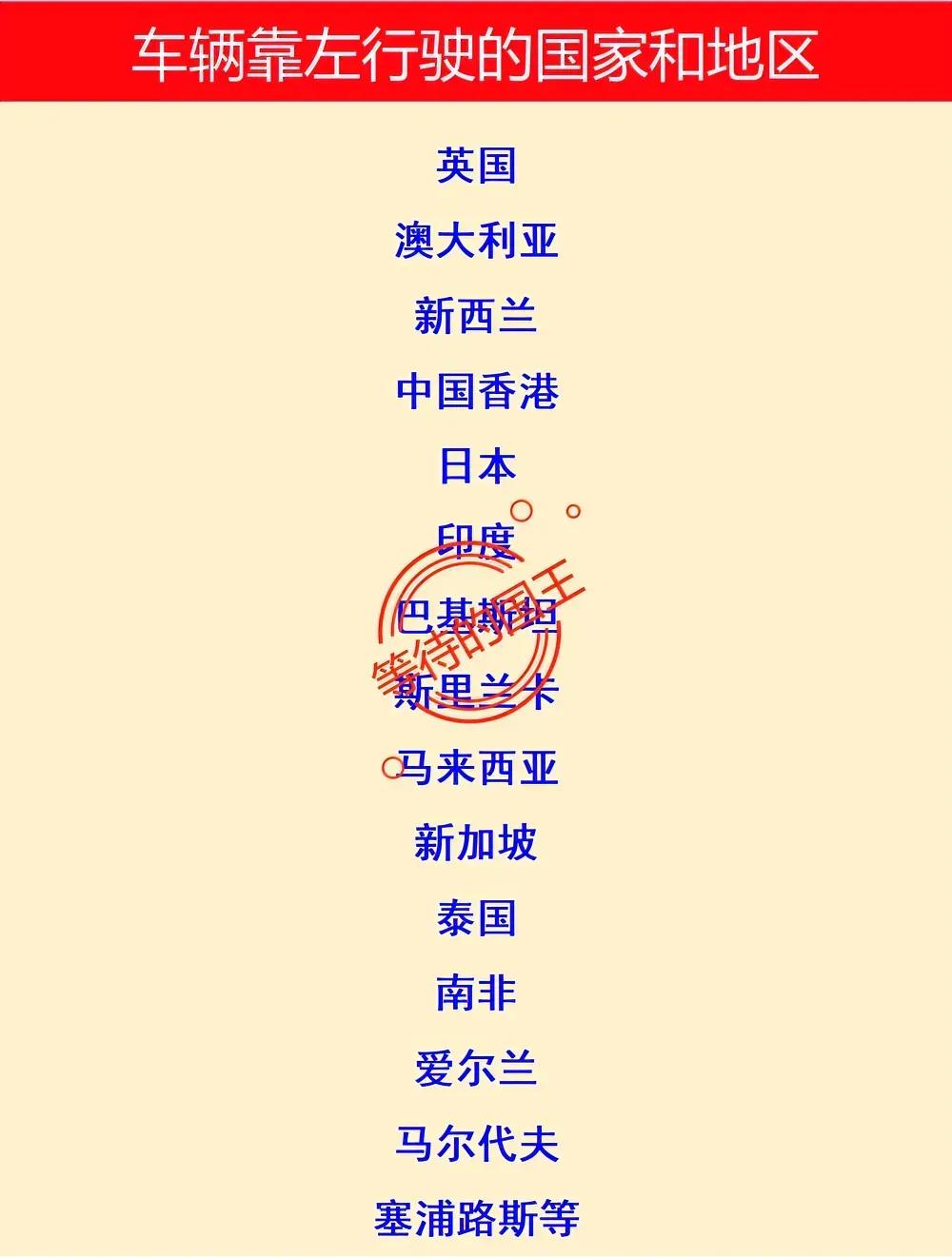 英国：靠左行驶
我国：靠右行驶
美国：靠右行驶

世界上行驶方式并不是统一的，有
