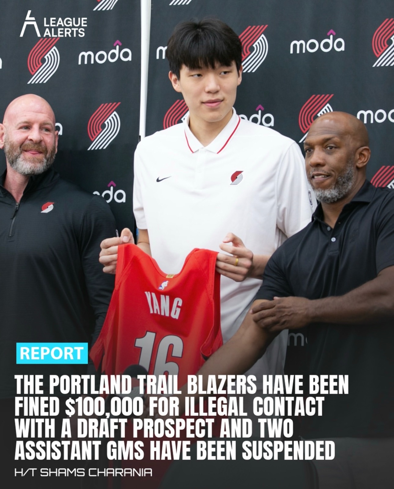 开拓者因在选秀前两年（2023年12月）与杨瀚森￼违规接触被罚款10万美元！球队