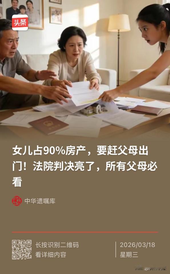 “不要高估人性！”重庆，老夫妻与自己的独生女筹了280万元买了一套房子，虽然大部