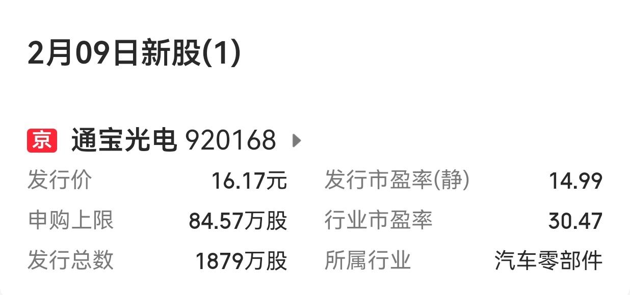 【2月第二周：A股市场仅有一只新股申购】

        2月第二个交易周（2
