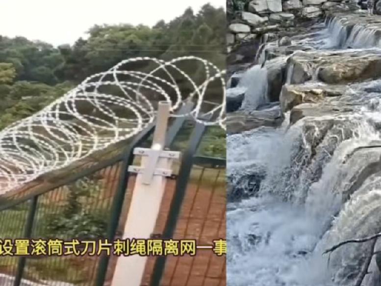 在泰山景区周边架设了绵延约百十多公里路长的滚筒式刀片刺绳隔离铁丝网。对此，他们也