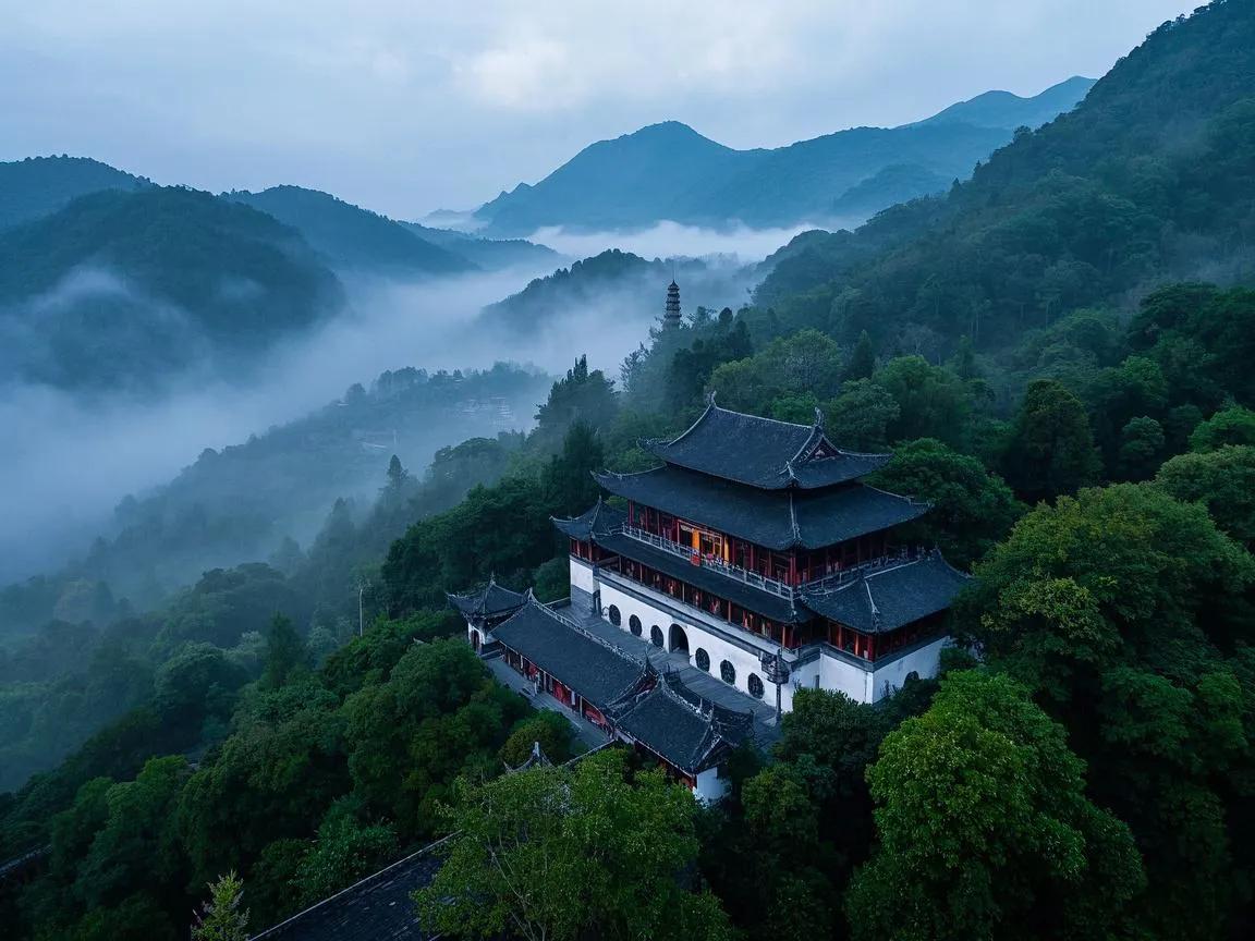上联：古寺依山悟梵音
下联：[火炬][火炬][火炬][火炬]