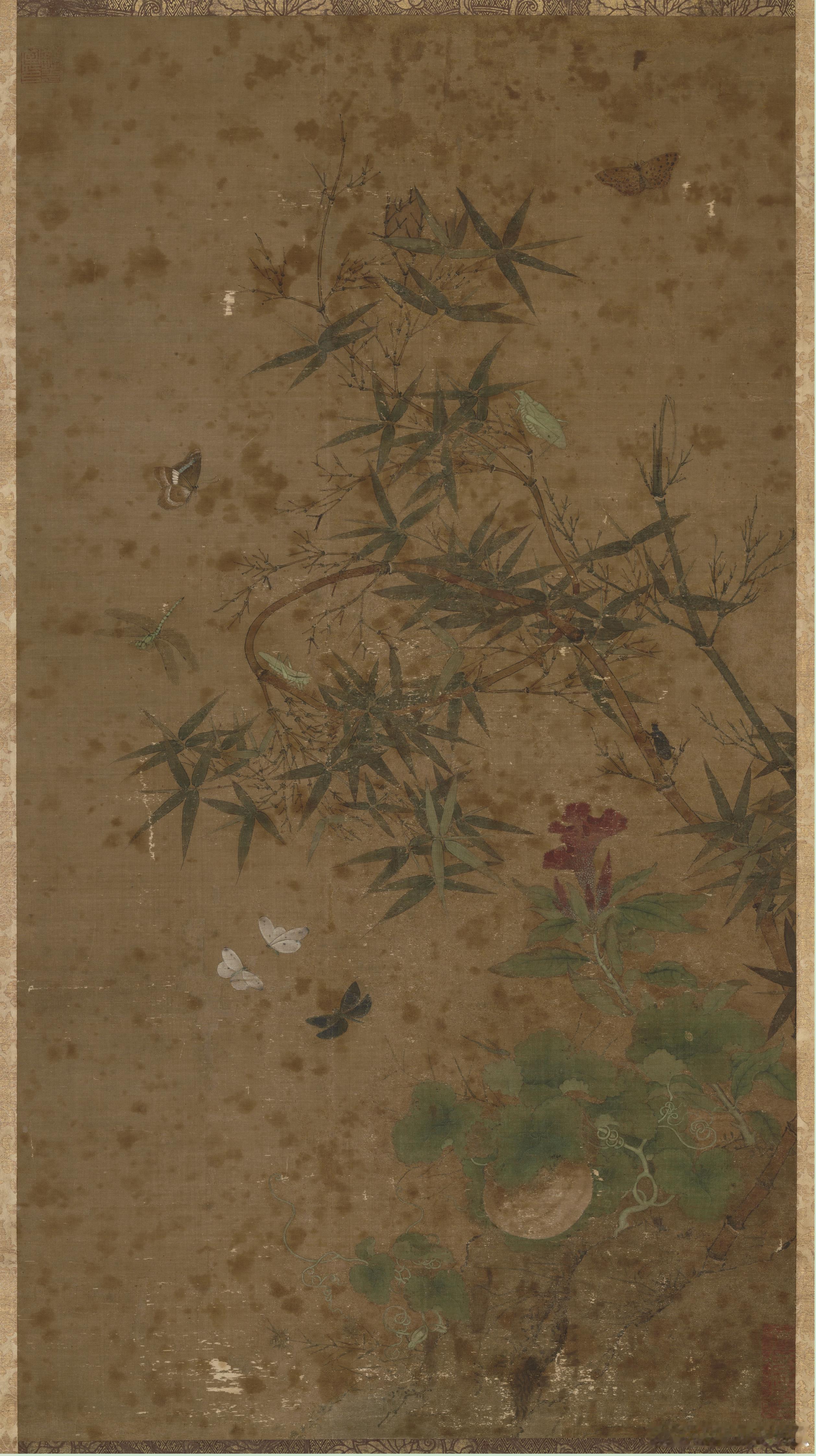 国史古风 【中华名画欣赏 赵昌（传）——《竹虫图》】       《竹虫图》传为