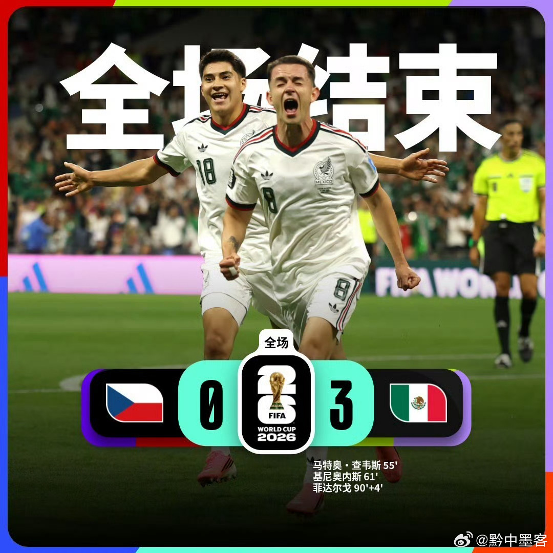 体育比赛美加墨世界杯捷克0比3墨西哥2026美加墨世界杯小组赛A组第3轮，捷克0