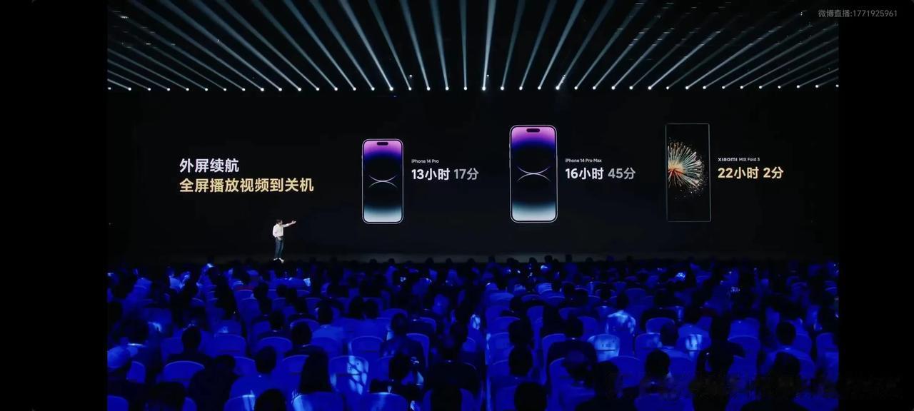 华为和苹果还是很强。得到了小米的认可。
小米mix fold3。发布会对比的就是