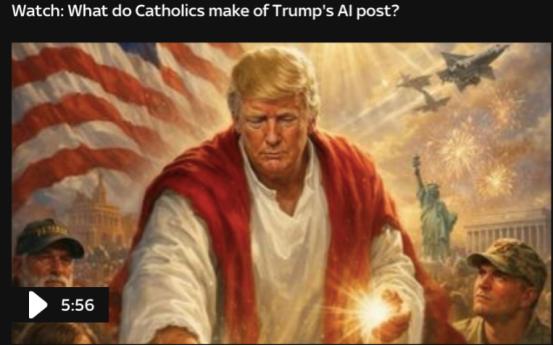 4月13日，美国总统特朗普在TruthSocial平台上贴出了一张AI生成的照片