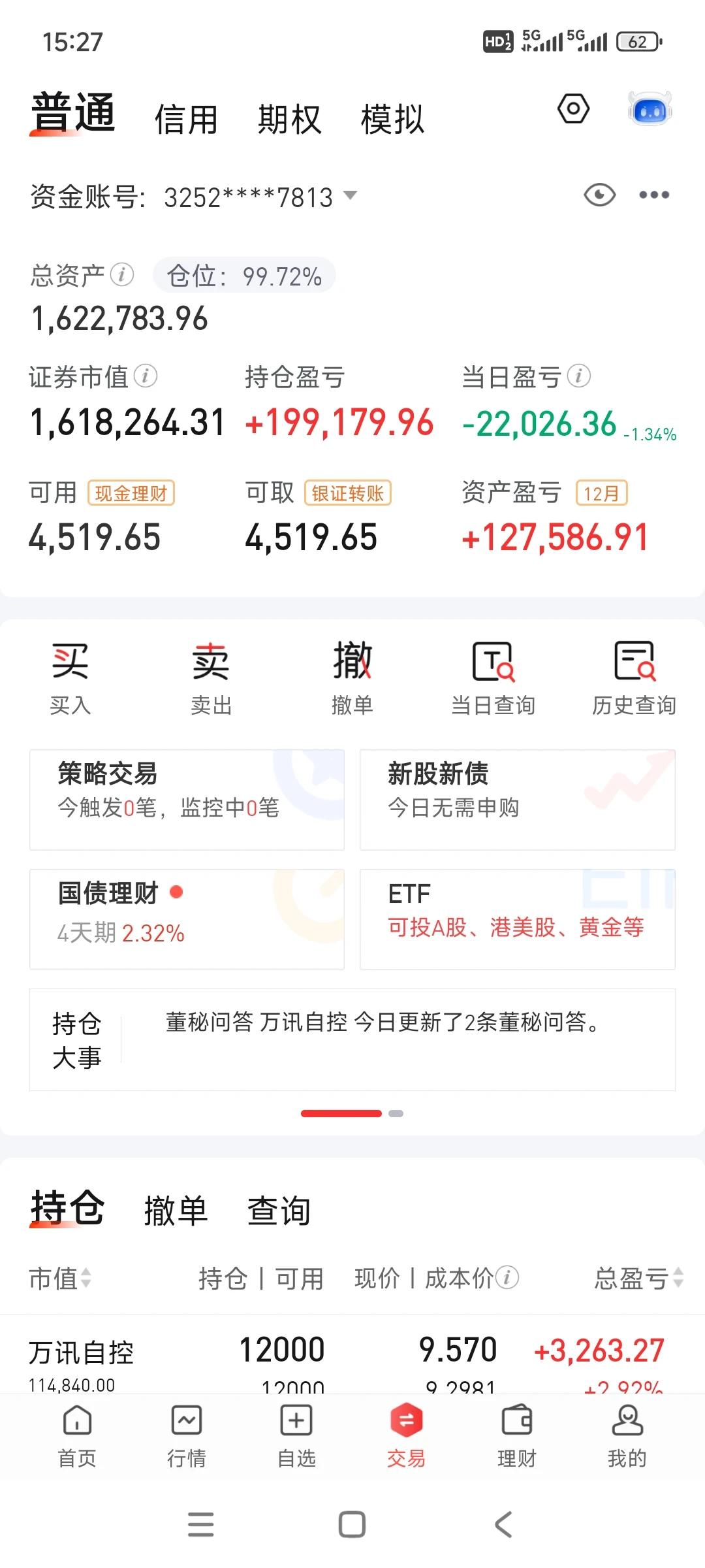 今天亏了2个，大元在我的仓位配置中属于压舱石，稳是第一位的，性质跟我在今年初低位