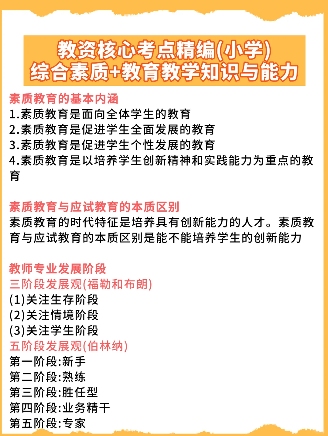 速背！小学教资笔试考点汇总好了