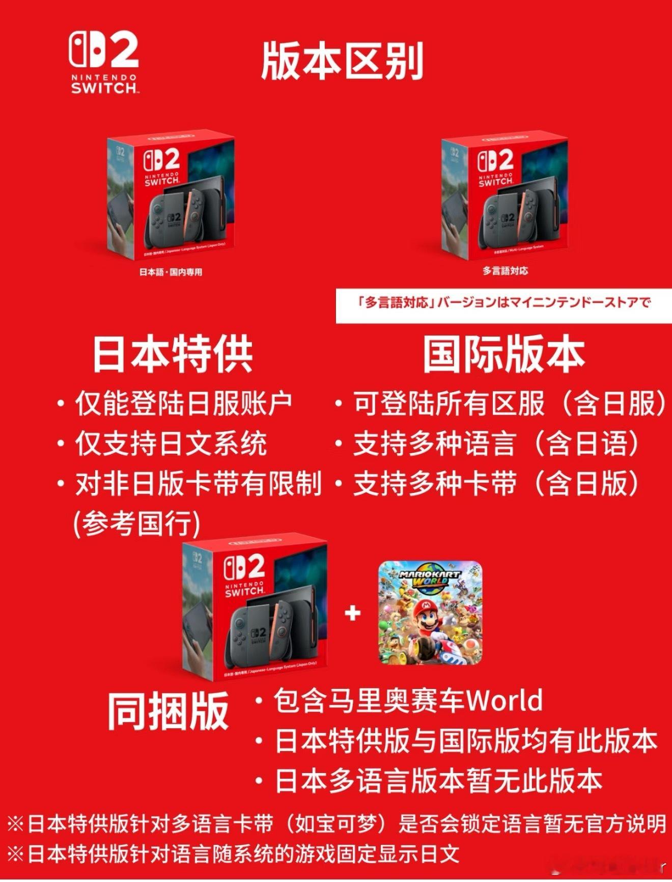 想问一下大家switch2买什么版本的呀！港版还是日版有什么区别有懂的嘛[苦涩]