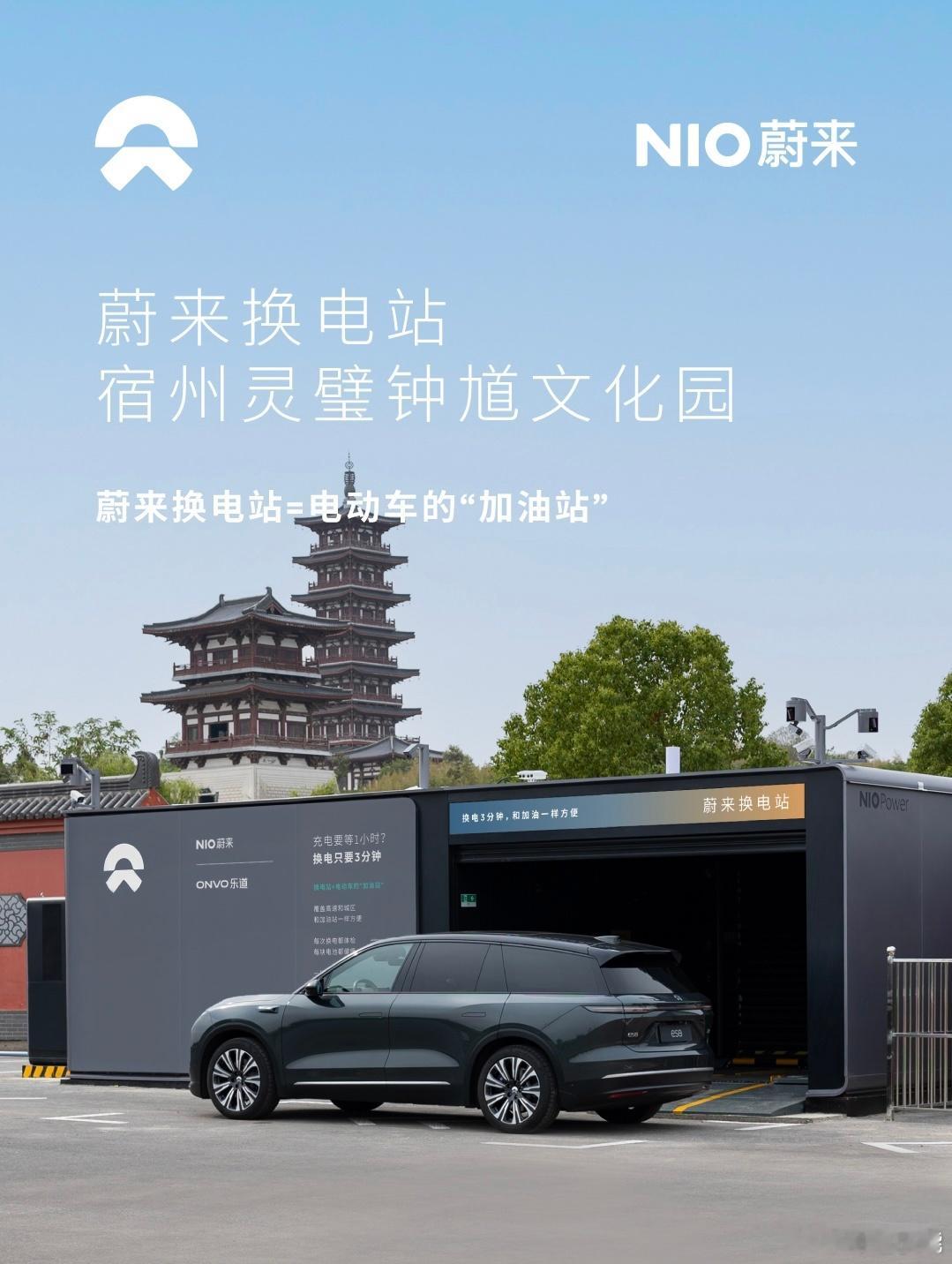 换电站是电动车的加油站蔚来换电站 | 宿州灵璧钟馗文化园 上线周边3公里覆盖5大