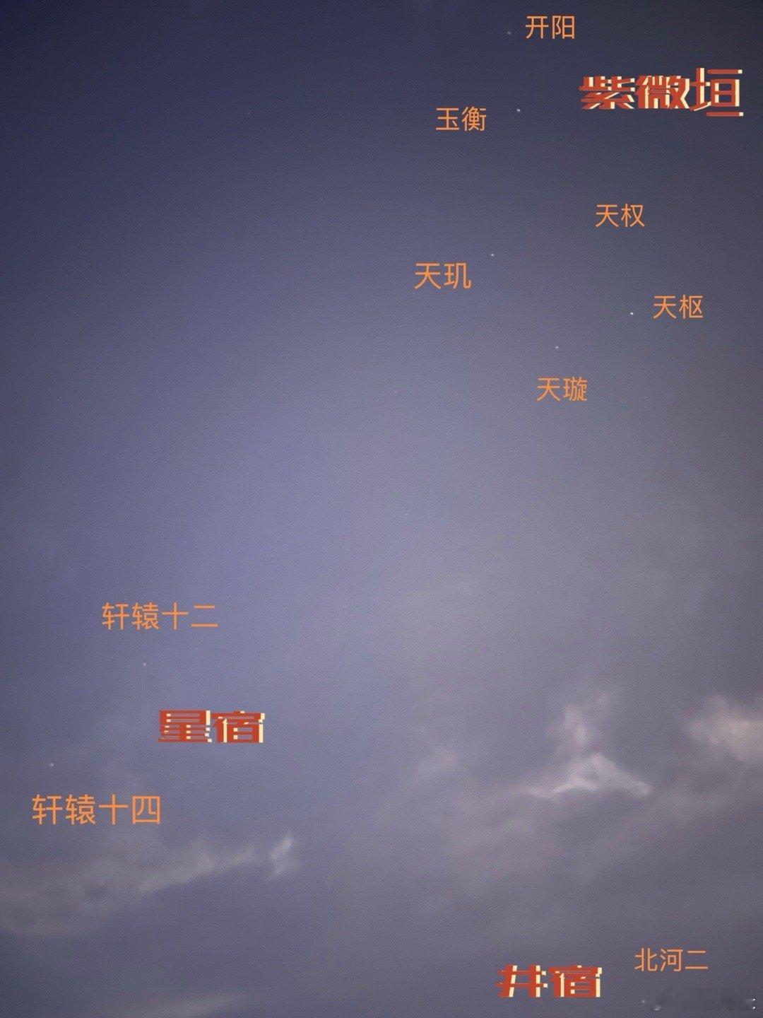 今晚观星条件很不错，抬头就能看见北斗星，七星的名字都很好听，北京有个地名叫开阳里