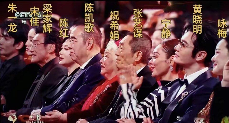 发现没宁静坐在张艺谋导演旁边而且她还是在金鸡奖颁奖典礼上第一排中间，她的地位真的