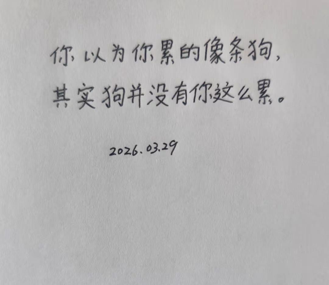 每日一句。你以为你累的像狗手写笔记 情感笔记 手写备忘录风