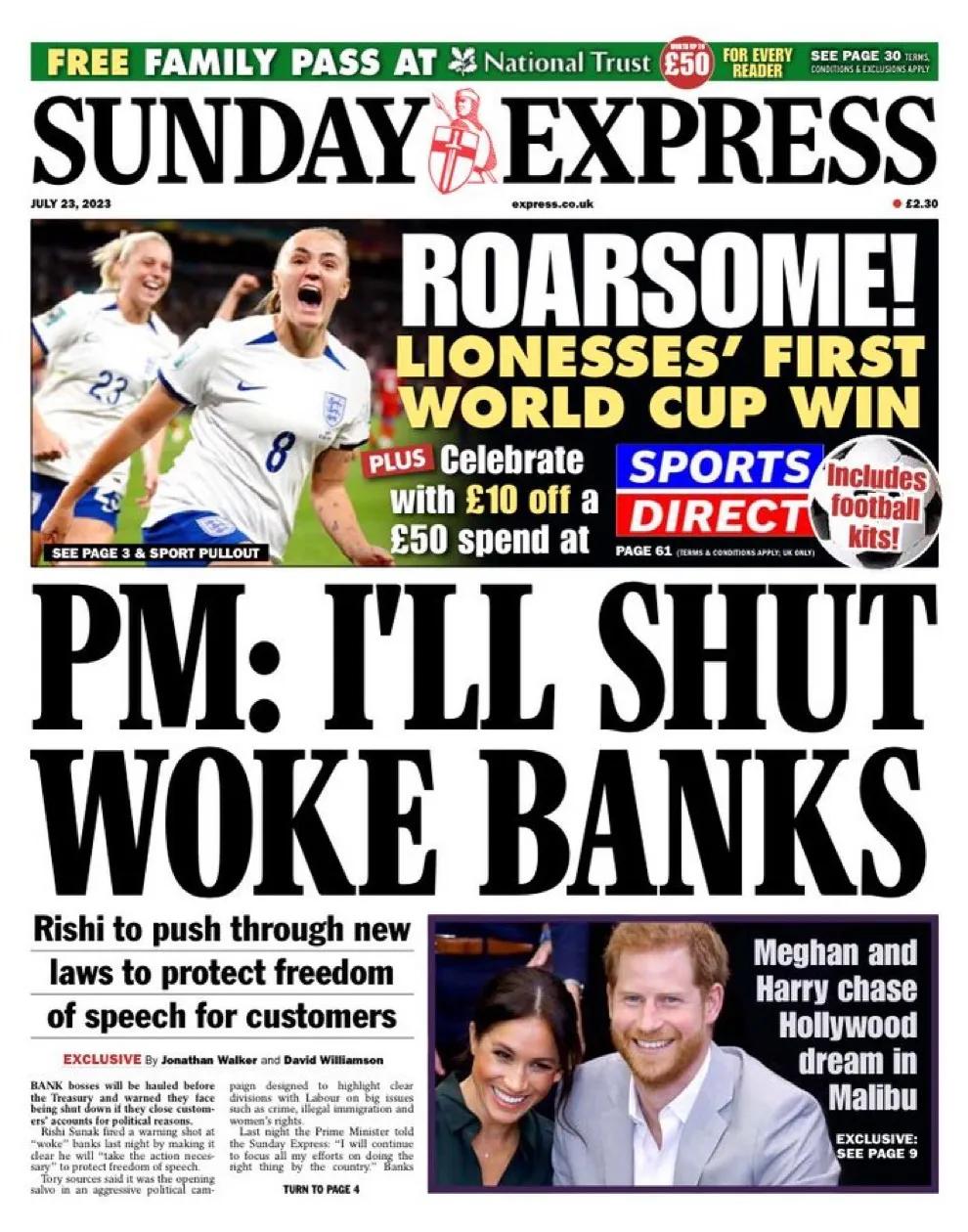  英相扬言关闭政治正确银行

《星期日快报》报道，英国首相苏纳克扬言，将采取必要