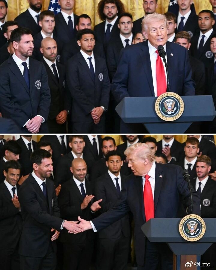 迈阿密国际造访白宫！特朗普：欢迎梅西来白宫迈阿密国际今日作为美职联冠军造访白宫，