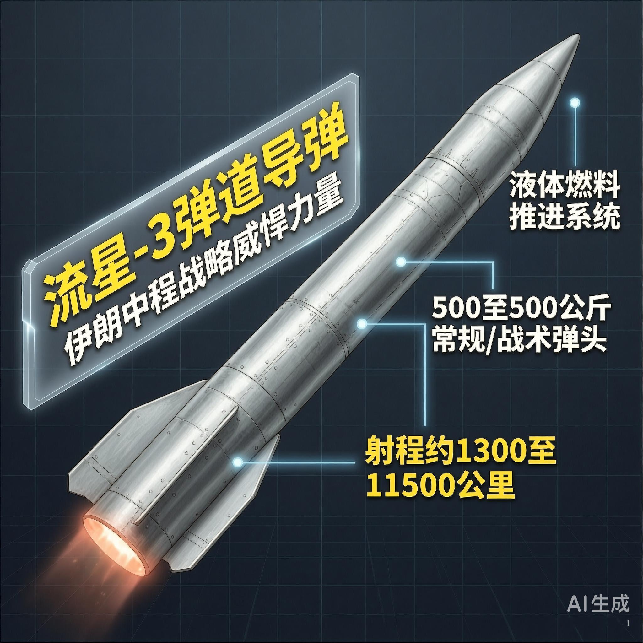 军事ai新视野 流星-3弹道导弹流星-3弹道导弹是伊朗研发的一款中程弹道导弹，自