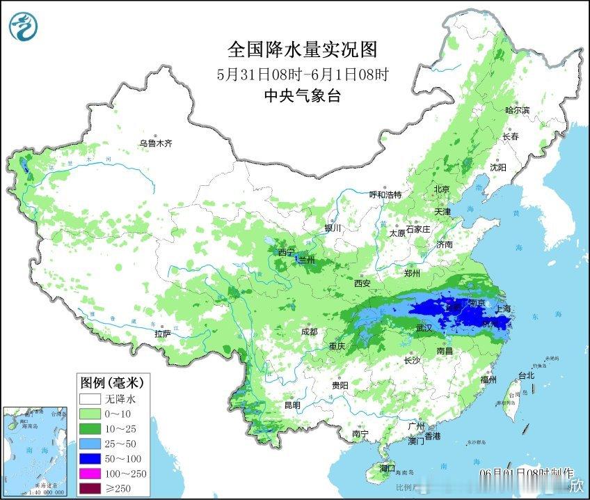 【强降雨】昨天到今晨，湖北安徽浙江等地出现大雨-暴雨，对应低涡切变线影响。今天雨
