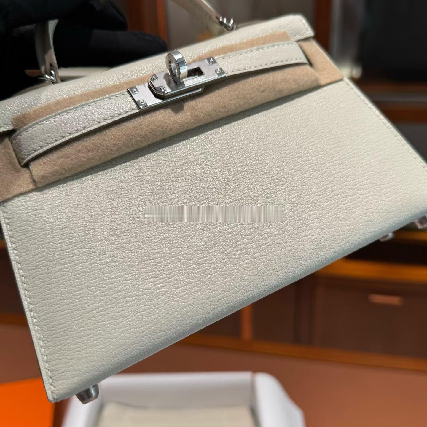 Kelly mini 二代 山羊皮 0T蘑菇白 银扣爱马仕hermes