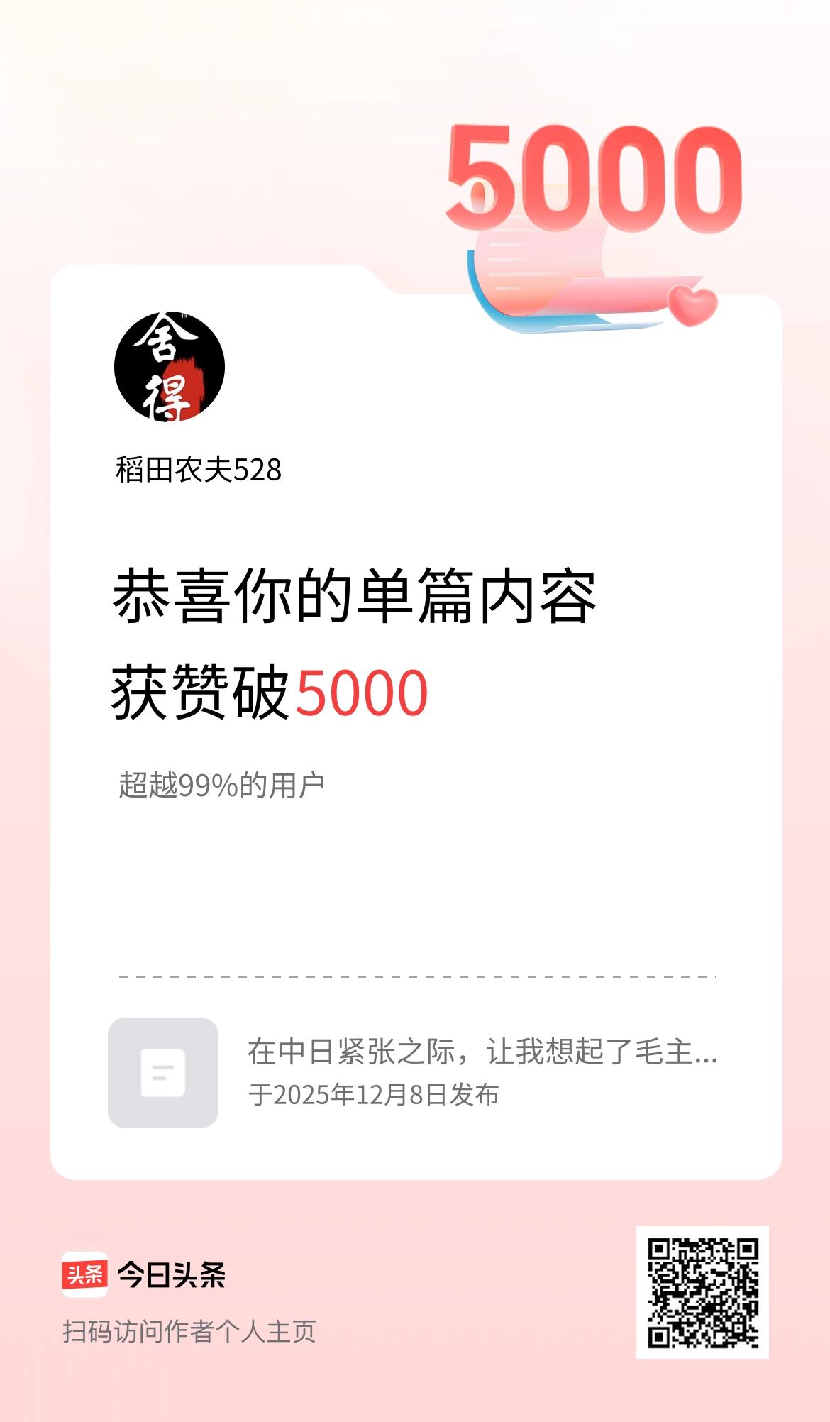 单篇内容获赞量破5000啦！
