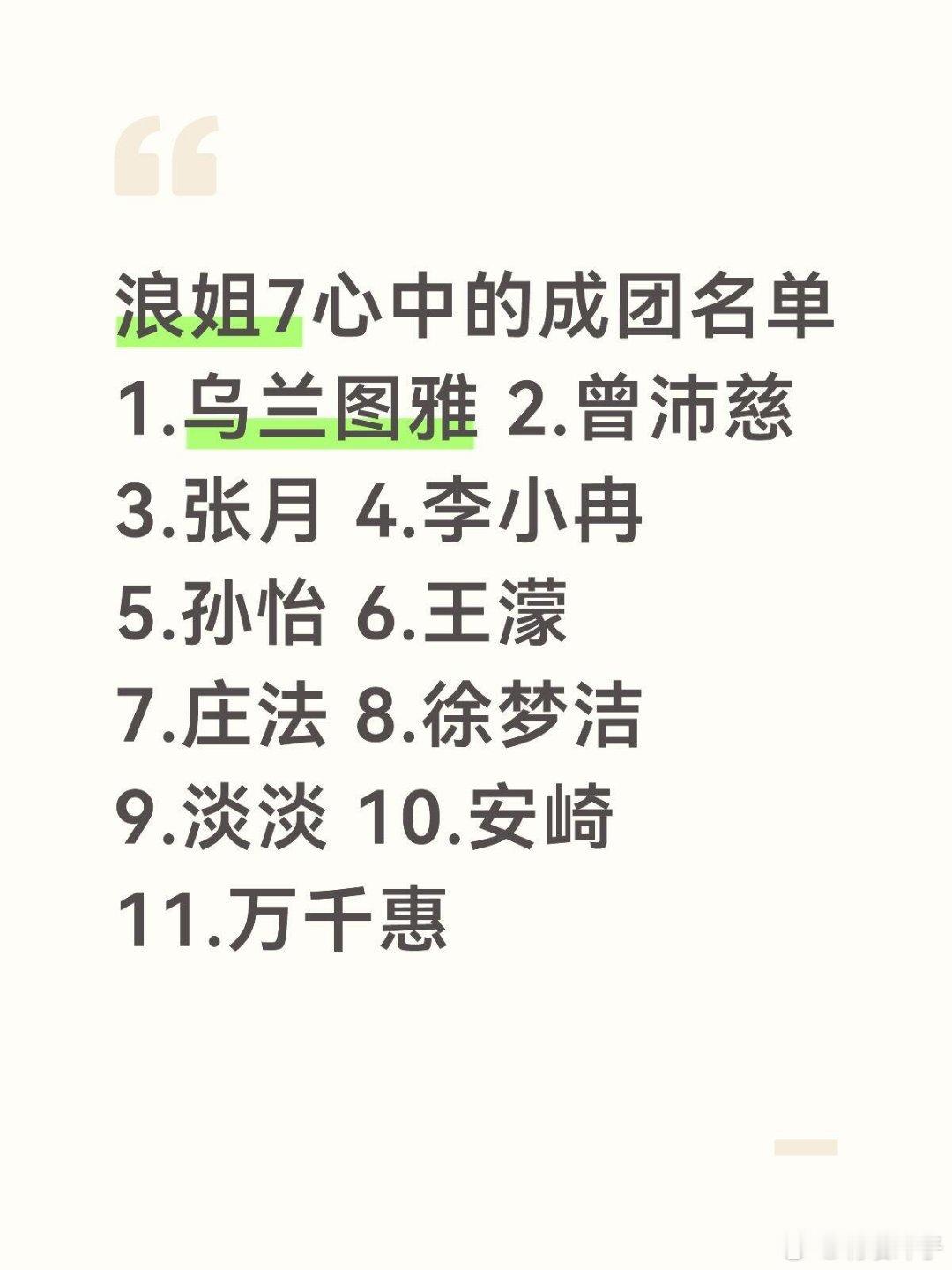 乘风2026心目中的成团名单 