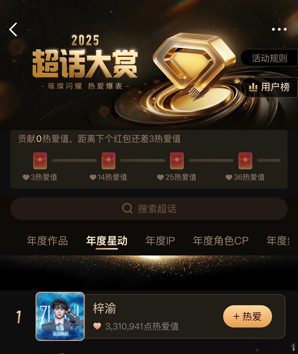 梓渝超话大赏 “年度星动超话”稳居第一☝🏻🏆 