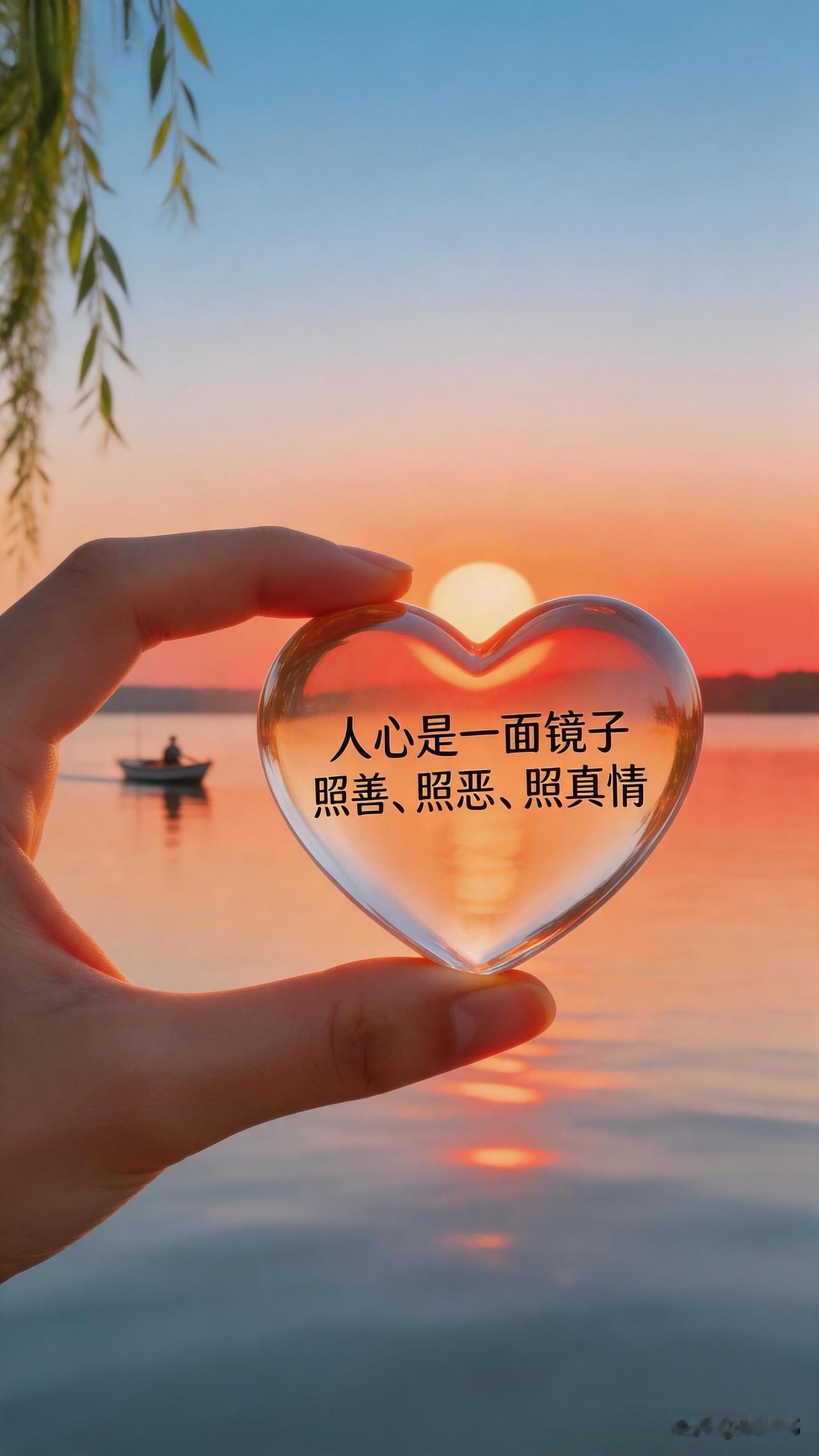 人心是一面镜子，照善，照恶，照真情。[作揖]人心这面镜子最神奇的在于，它不光能照