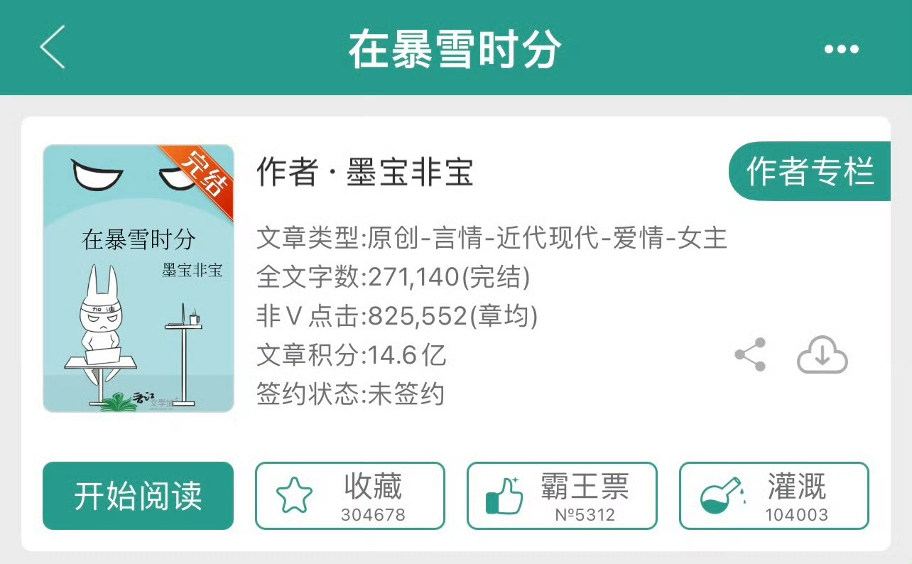 小说推荐：《在暴雪时分》 作者:墨宝非宝简评：富家女vs穷小子，一见钟情，异国情