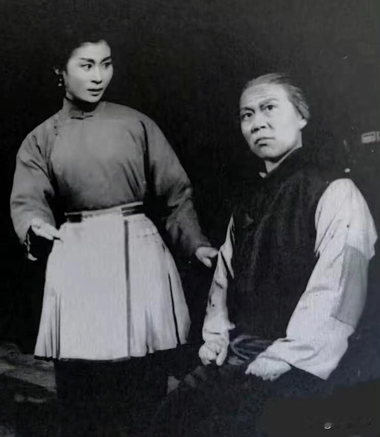 这是现代京剧《沙家浜》中的“阿庆嫂”与“沙奶奶”。
这两位京剧演员不是京剧电影《