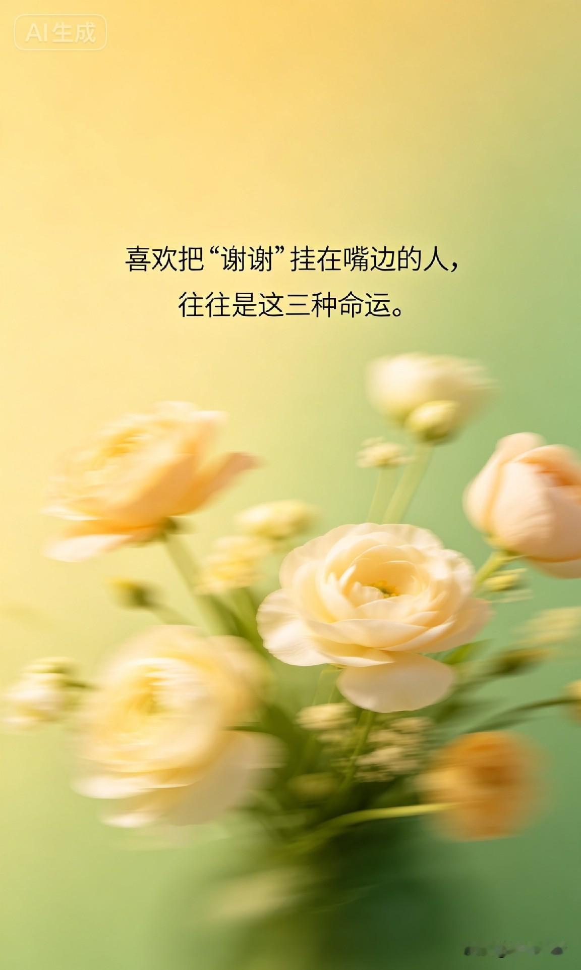 喜欢把“谢谢”挂在嘴边的人，往往是这三种命运。

一、易遇贵人命；二、多真朋友命