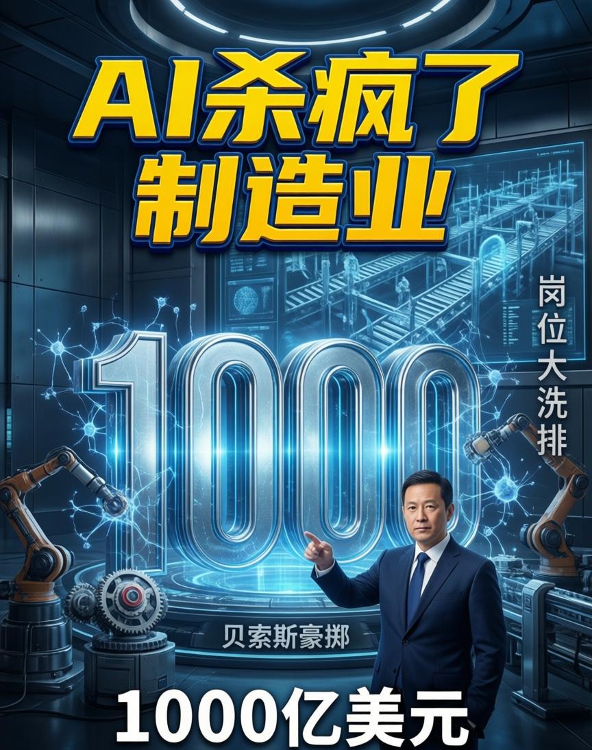 炸锅！贝索斯豪掷1000亿美元，AI杀进制造业，人类岗位要迎来大洗牌？

202