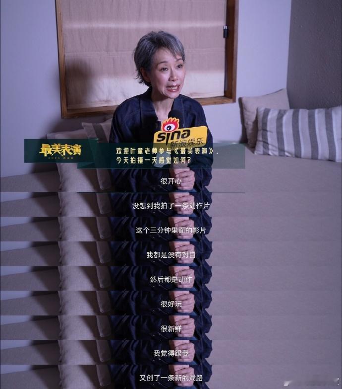 叶童回应演小狗 “没有对白，都是动作，会有一定的难度。”说她抱着尝鲜的心态去演本