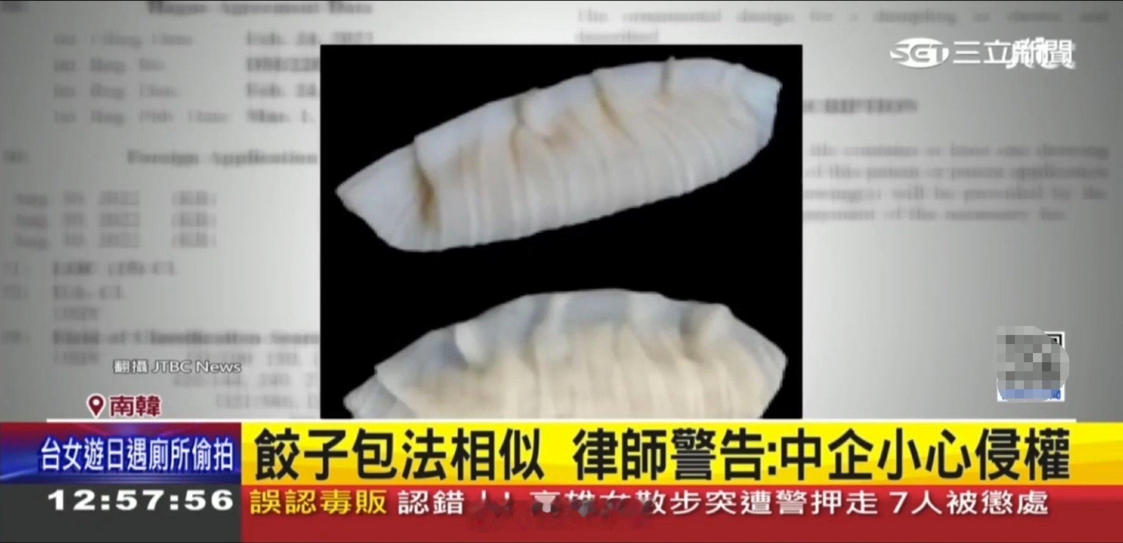 韩国申请的饺子外观专利是这个样子 ​​​