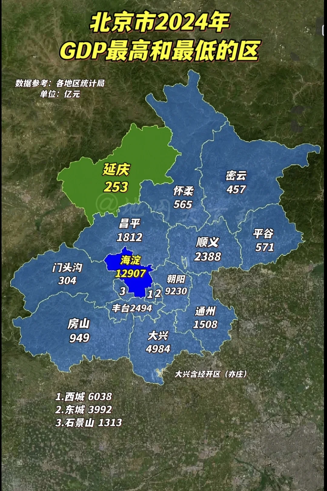 北京市和上海市2024年各区县GDP经济地图图示。