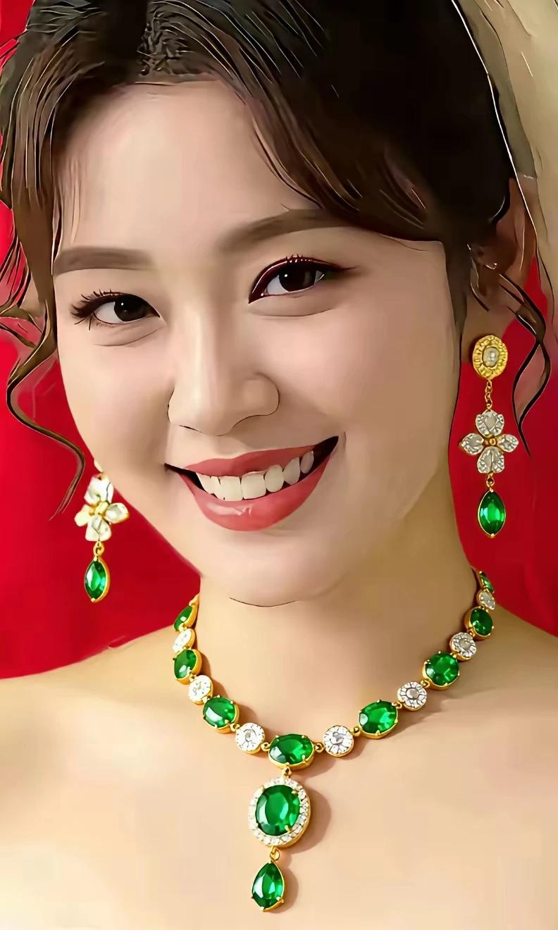 浓眉大眼似妩媚，
赛过天仙七姐妹。
一笑嫣然花失色，
沉鱼落雁亦潜水。