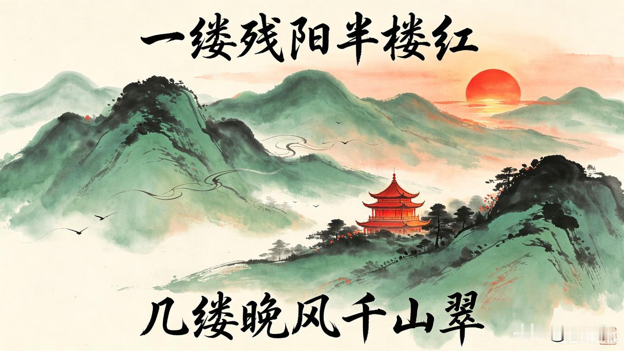 上联:一缕残阳半楼红
下联:几缕晚风千山翠