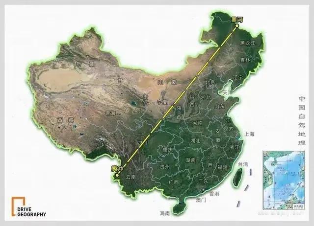 腾冲是一座位于边陲的英雄城市。
腾冲--黑河一线，是我国著名的地理分界线--胡焕
