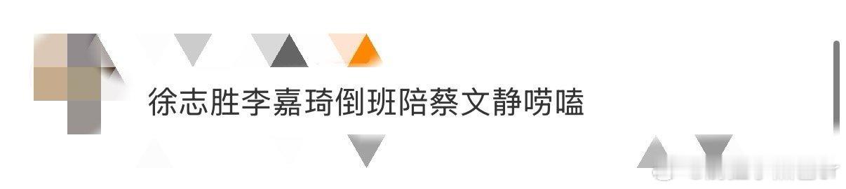 徐志胜李嘉琦倒班陪蔡文静唠嗑五十公里桃花坞徐志胜和李嘉琦这是要组个