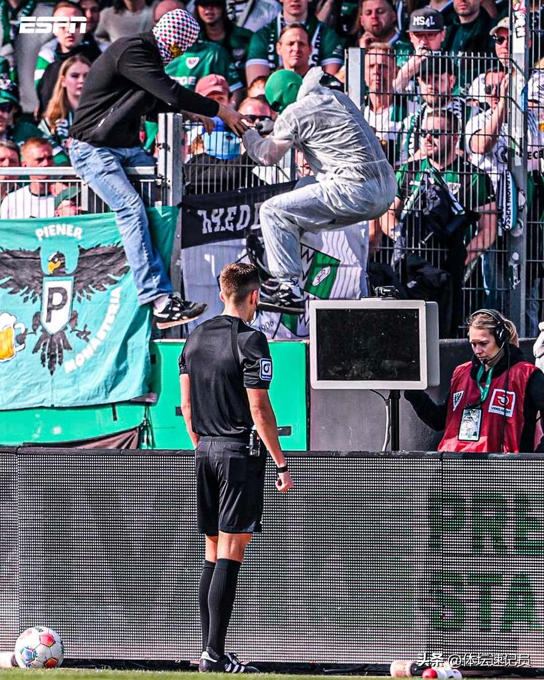 搬起石头砸了自家的脚，德乙球迷这是在做好人好事！

在明斯特对阵柏林赫塔的德乙比