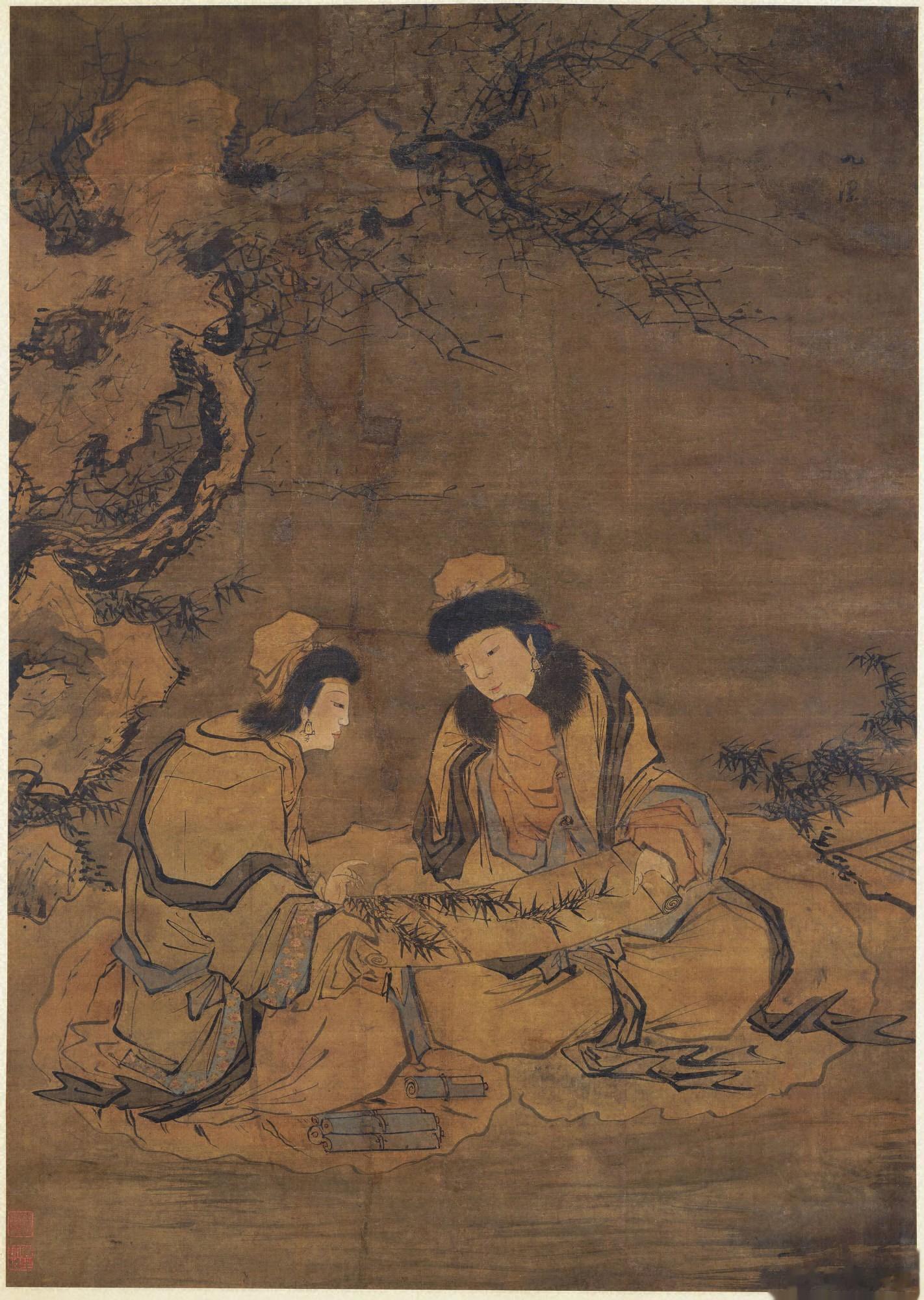 图一是二乔的典故吗包头裹髻，外戴昭君套，围着毛领图二女性同款打扮男性也围着毛领有