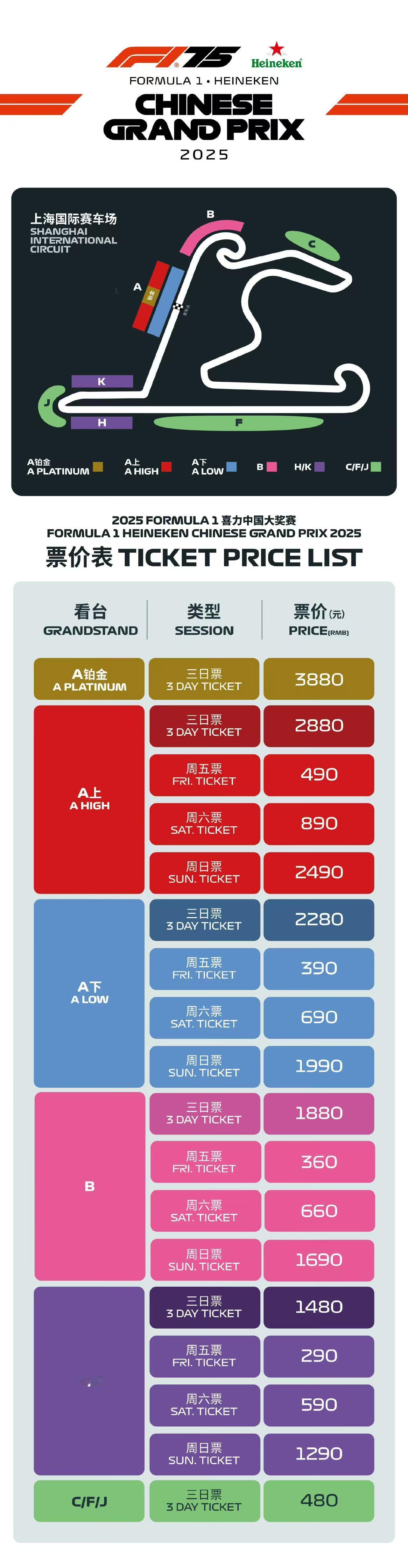 今年F1中国大奖赛的看台布局出来了相比于去年多了B看台，也是一个能看到发车的好位