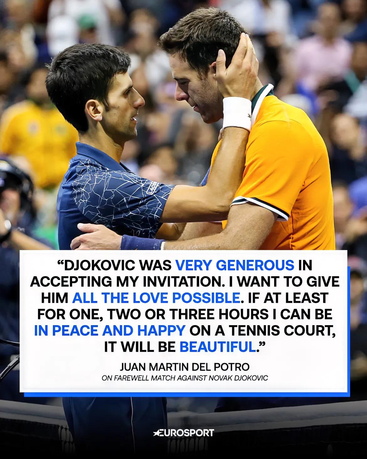 德尔波特罗将于与德约科维奇在阿根廷有一场表演赛，时间是12月1号。

德尔波特罗