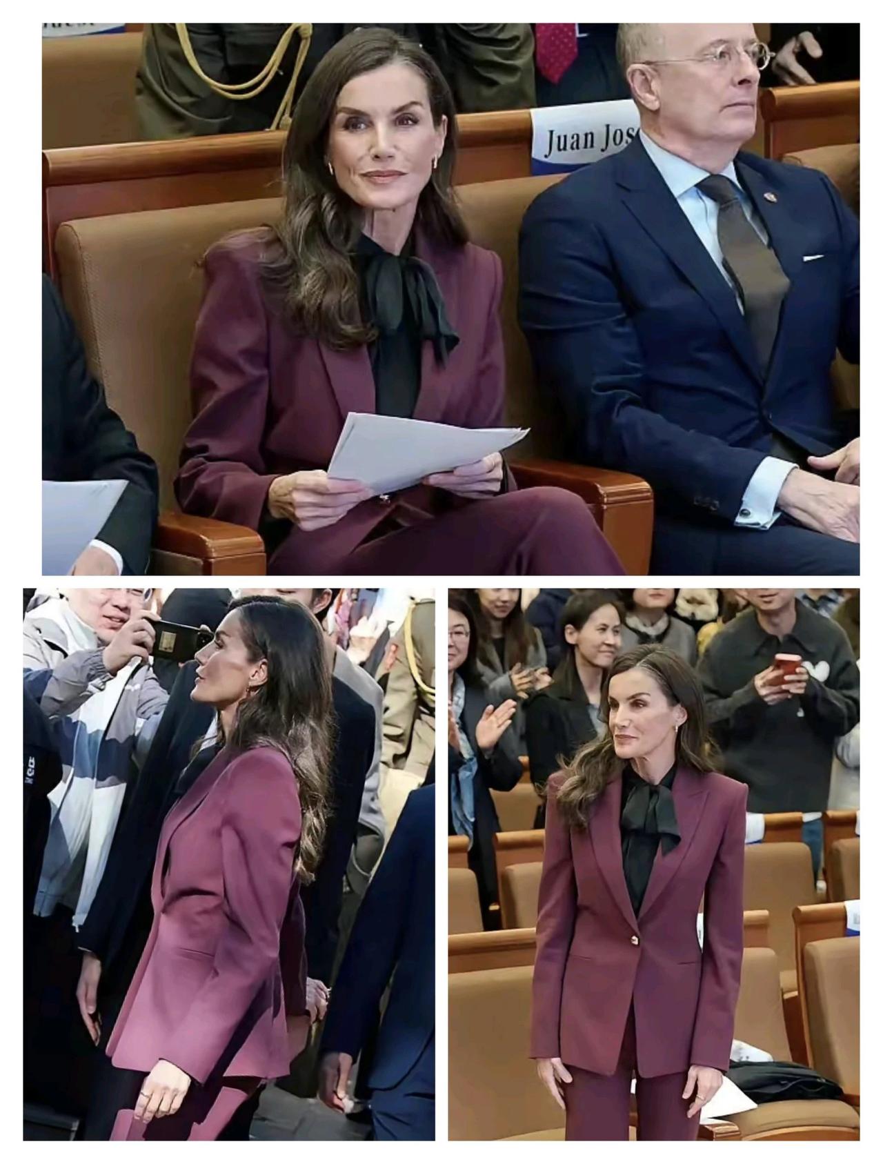 北外活动现场人山人海，莱后登场瞬间让学生们惊为天人！红色西装衬得她光彩照人，常年